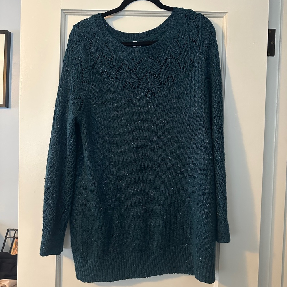 Teal with sparkle knit sweater